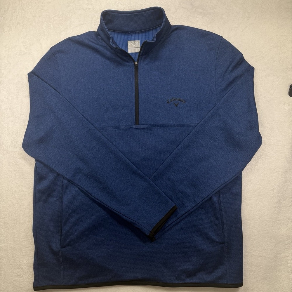 Callaway Golf 1/4 Zip Pullover Mens Medium Blue Performance Lightweight Logo Top